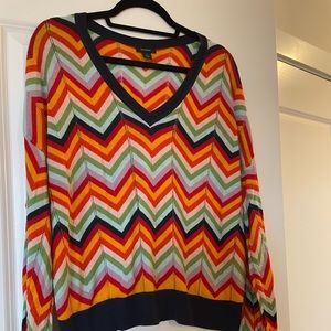 LAST CHANCE - Striped v-neck Halogen sweater.   XL